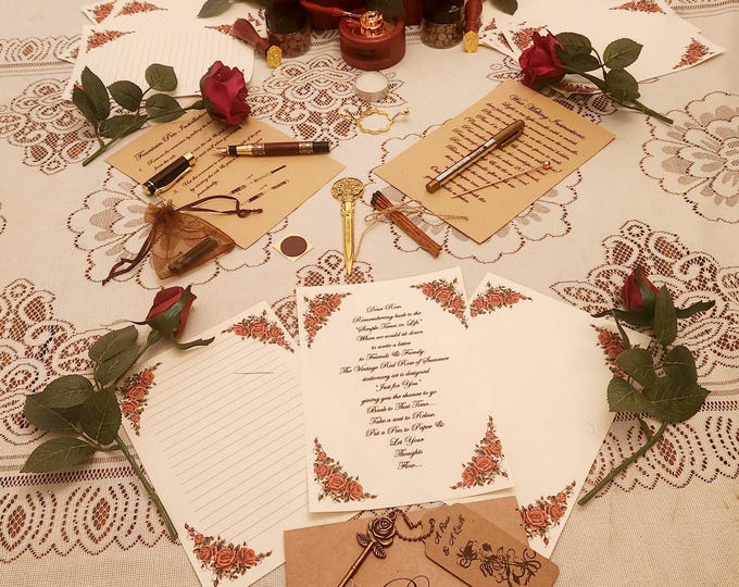 Vintage Red Rose of Summer Stationery Gift Box~
