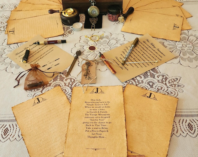 Gentlemen's Vintage Father's Day Monogram Stationery Gift Box~