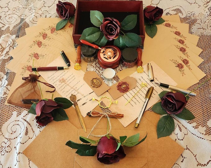 Vintage Autumn Rose Stationery set gift box~