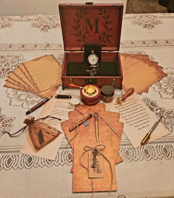 Gentlemens Vintage Monogram Stationary gift box~