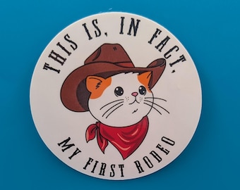 Questo è in effetti il mio primo adesivo da cowboy con gatto da rodeo