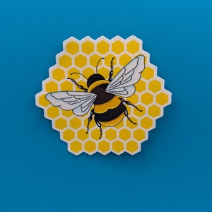 Bumble Bee sticker; honeycomb