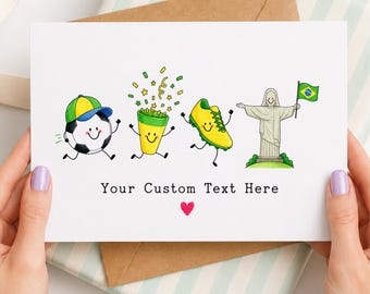 Digital Brazilian Football Birthday Card, Download Printable Custom Soccer Theme Football Celebration, Football Party Invitation For Him