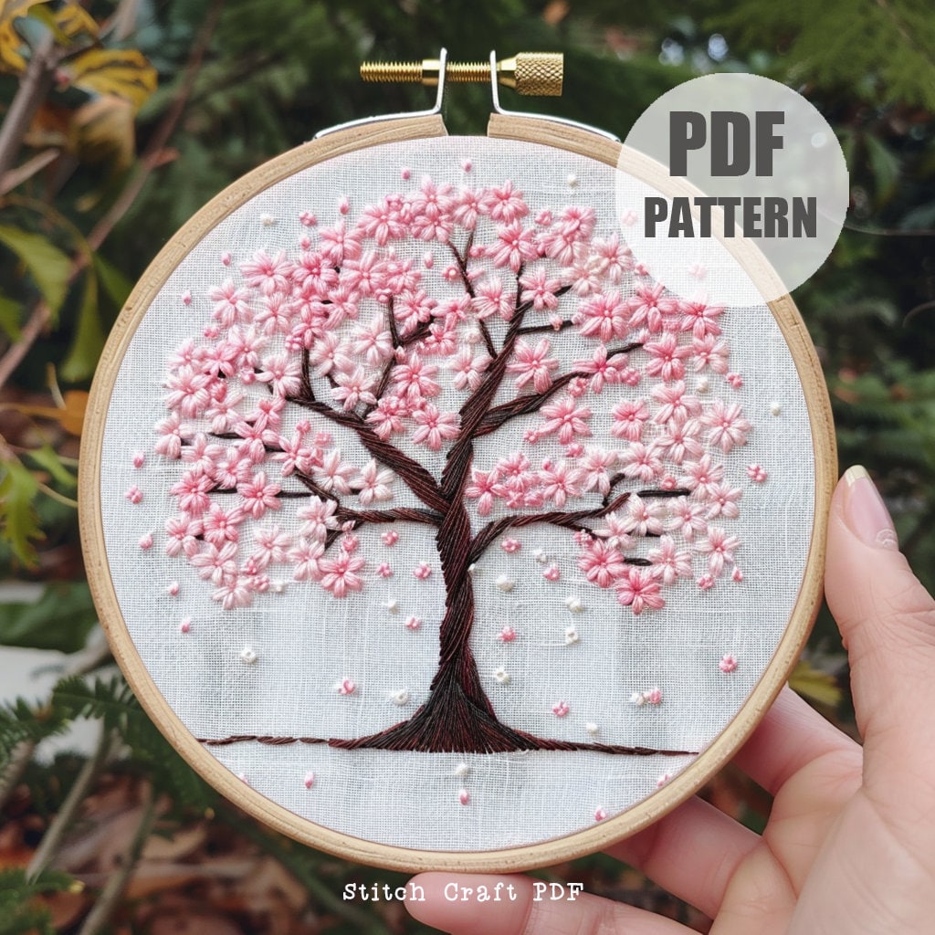 Cherry Blossom Tree Hand Embroidery Pattern (PDF Pattern) Easy and