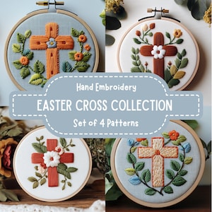 Floral Easter Cross Embroidery Pattern: Christian Home Decor, handmade art (PDF)