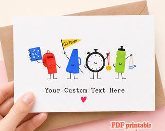 Digital The Coach Appreciation Gift, Card Printable Greeting Card, Thank You Coach, Sports Team Party, Athletes Gift