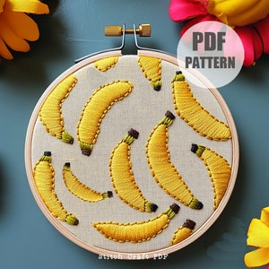 Banana fruits Embroidery pattern, Hand embroidery, Embroidery Template, Digital Pattern, fruit Embroidery, botanical embroidery,summer fruit