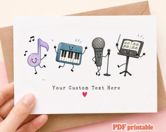 Personalized Music Teacher Card, Printable Teacher Appreciation or Birthday Card, Band Choir Director Digital Download, music lover card