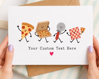 Pizza Lover Fun Birthday Card Personalised Custom Text Pizza Slice Box Cutter Foodie Gift For Him Her Party Invitation Digital Card File PDF