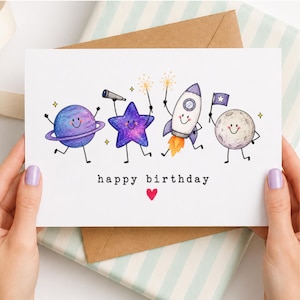 Space Happy Birthday Card | Astronomy Cards | Educational Astronomy Card | Astrophotography Greeting Card | Child Space Invitation