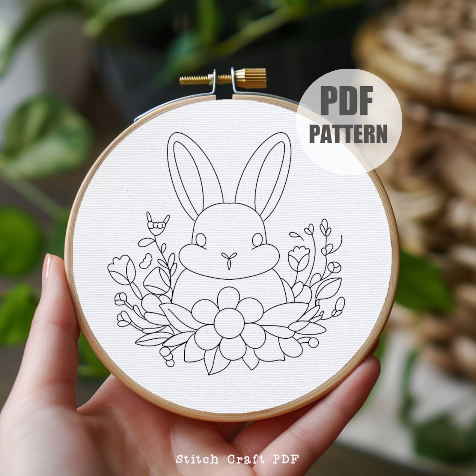 Bunny & Flowers Hand Embroidery Pattern: Spring DIY Craft (PDF Pattern ...