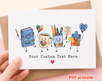 Digital Autism Teacher Appreciation Card, Printable Greeting Special Education Gift, Thank You Note Download Pdf Customizable Acceptance