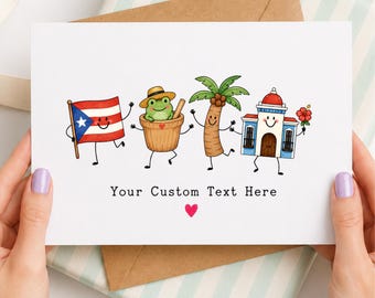 Digital Puerto Rico Card, Birthday Gift Boricua Pride Celebration, Notecard Download Printable Greeting Custom Message, Puerto Rico Gift