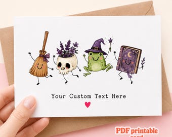 Digital Printable Halloween Custom Card, Witch Greeting Spooky Invitation, Birthday Halloween Celebration Party File Digital, Spooky Card