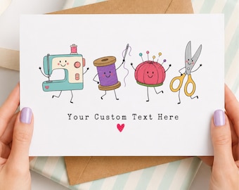 Digital Sewing Birthday Card Printable Download Greeting Seamstress Gift Quilter Appreciation Thank You Note Crafting Enthusiast Present