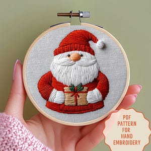 Santa Embroidery Template, mini embroidery, Christmas Embroidery pattern Christmas Decor, DIY Embroidery, Printable Pattern, easy and simple