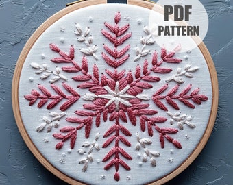 Snowflake Embroidery Design, Christmas Ornaments, Snowflake Hand Embroidery Patterns, Winter Embroidery Pattern, Hand Embroidery PDF Pattern