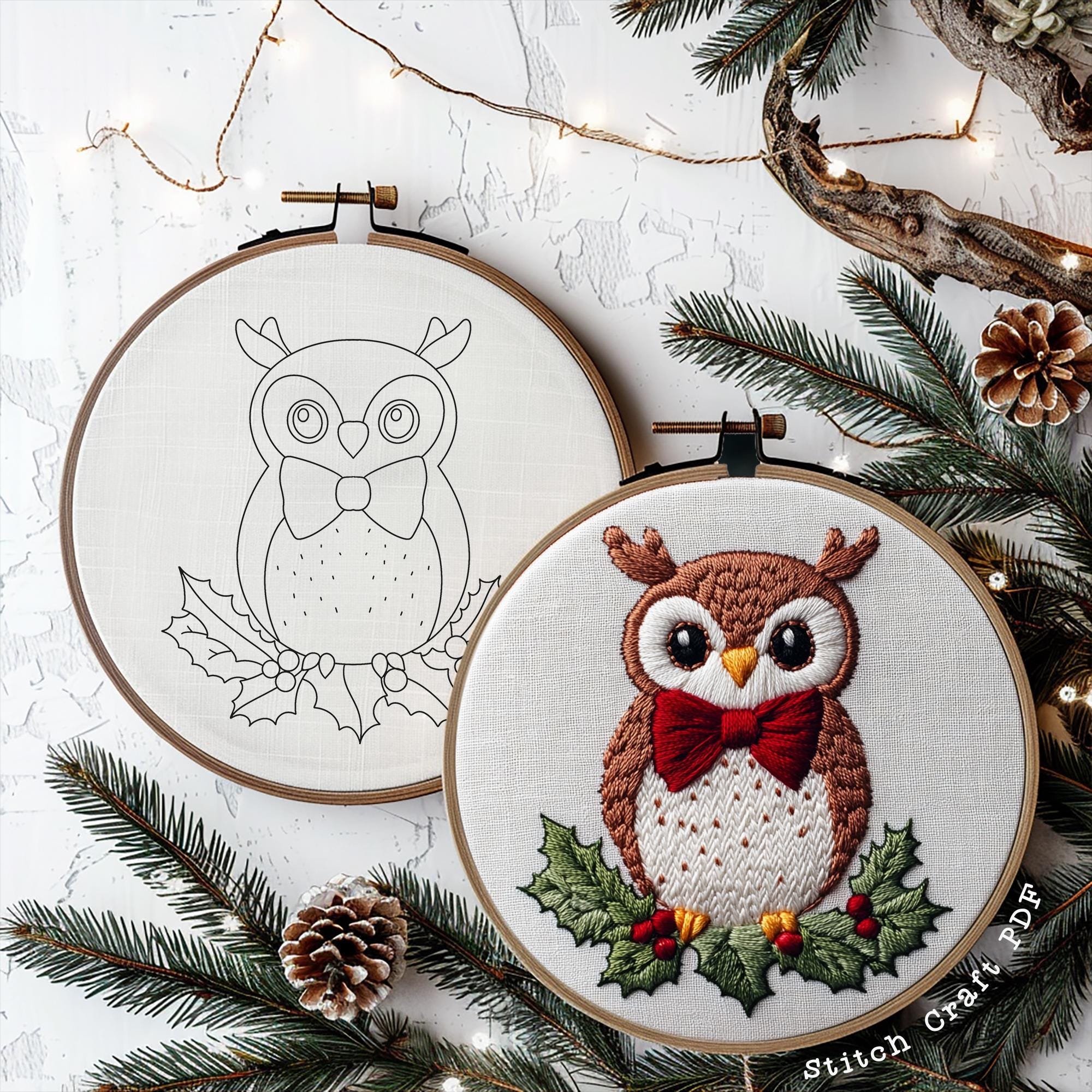 Festive Woodland Embroidery Pattern: Christmas Animals Mini