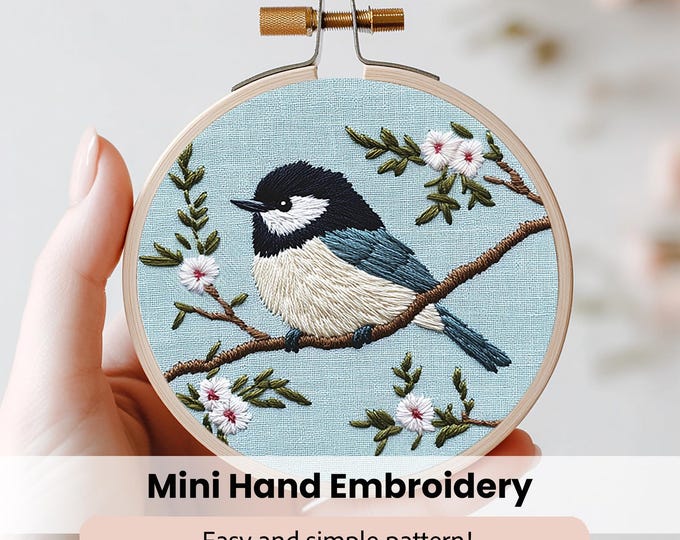 Chickadee Hand Embroidery Pattern, Chickadee Pattern, Autumn Bird ...