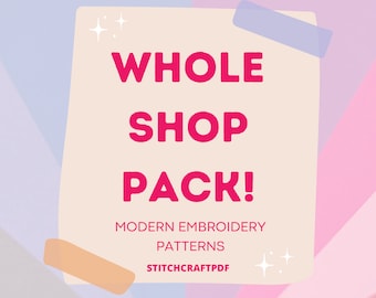 Embroidery Patterns Shop Bundle: All Current & Future Designs (PDF Download, Lifetime Access