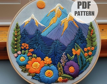 山の初心者向け刺繍パターン PDF ガイド - Etsy 日本