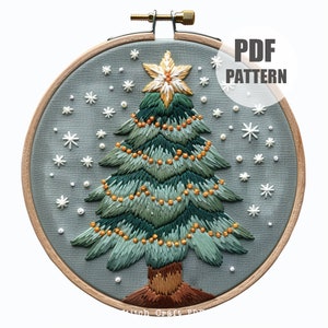 Christmas tree Hand Embroidery Pattern, Instant Download, Beginner Embroidery, PDF pattern,DIY Embroidery, Christmas Embroidery, pine tree