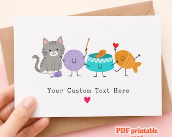 Digital The Cat Lover Printable Cat Card Birthday Greeting Gift Custom Home Print Kitten Owner Pet