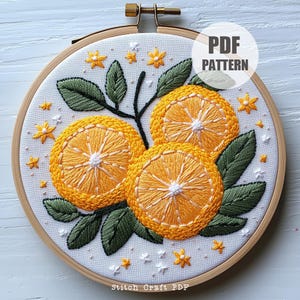 Oranges Hand Embroidery Pattern, Citrus fruit Pattern, Summer Embroidery, Hand Embroidery, DIY Embroidery, digital file, Beginner friendly