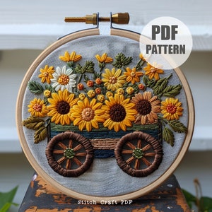 Sonnenblumen Stickmuster, Stickmuster, Stickmuster, modernes Wohndekor, PDF-Sofort-Download