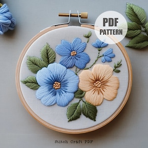 Forget Me Not Hand Embroidery, Delicate Flower Embroidery, Floral PDF Download, Beginner Friendly, Hoop Art, Nature Embroidery, Wall Decor