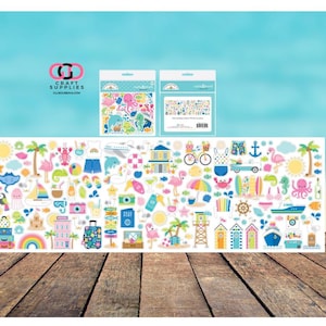 ODDS & Ends Summer Fun , die cut pieces, ocean, beach, animals, craft supplies   - Doodlebug