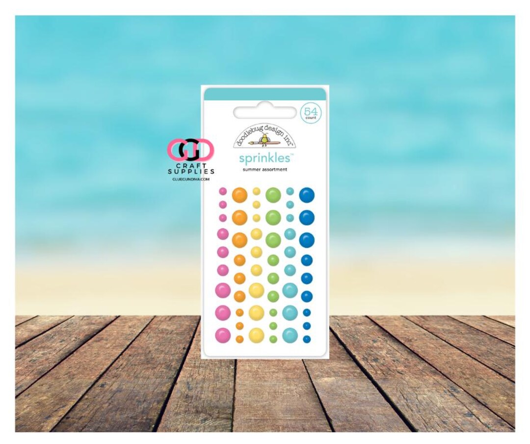 Sprinkle Container Sticker STICKERS Summer Assortment SPRINKLES, Dimensional Stickers, Beach ...