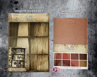 FALL HALLOWEEN - Tim Holtz - Vignette Divided Boxes, Kraft Stock Warm Chad, card making supplies- Tim Holtz