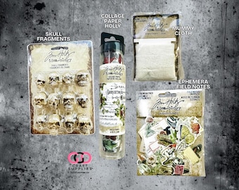 HALLOWEEN CHRISTMAS Tim Holtz - ephemera, snippets, skull fragments, card making supplies- Tim Holtz