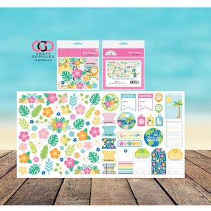 BITS & Pieces Summer Fun , die cut pieces, ephemera, ocean, beach, animals, craft supplies   - Doodlebug