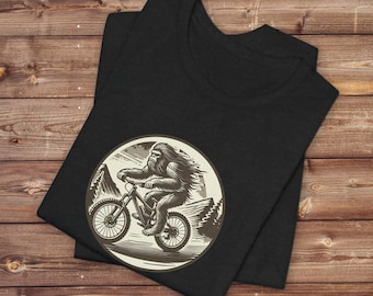 Mythical Sasquatch Mountain Biking Shirt - Fun Trail Design for Cyclists - Perfect Gift for Mountain Bikers and Outdoor Enthusiasts