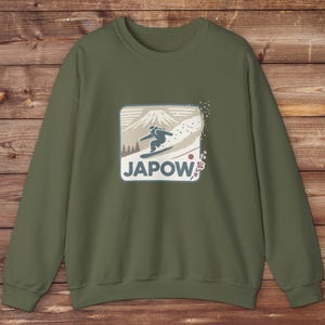 Sudadera con cuello redondo Japow: un gran regalo para los amantes del snowboard: diseño retro vintage
