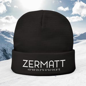 Zermatt Embroidered Knit Beanie - Cozy Winter Hat, Skiing Accessories, Travel Souvenir, Stylish Gift for Adventurers, Cold Weather
