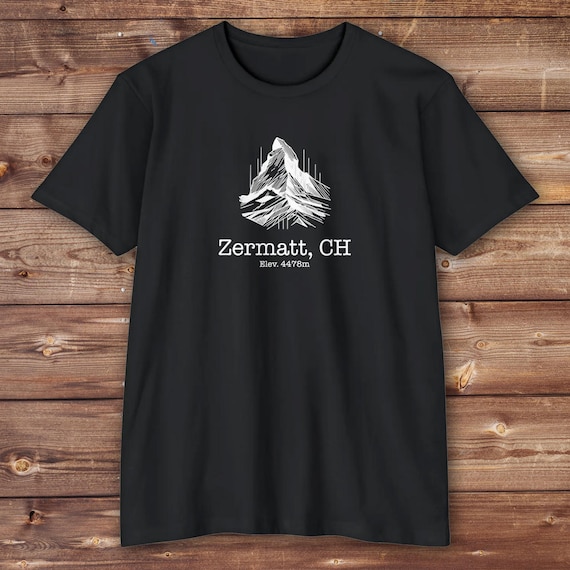 230GSM 100% Cotton T-Shirt Swiss Alps Ski T Shirt Zermatt Valais Switzerland Pos