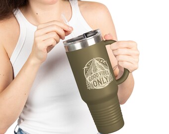 Kubek Good Vibes Only Tumbler - Mountain Adventure Mug - Świetny prezent dla snowboardzistów, narciarzy i miłośników przyrody