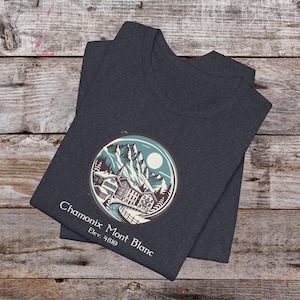 T-shirt Chamonix Mont Blanc - Cadeau parfait pour les snowboarders et les skieurs - Design de station de ski inspiré des Alpes françaises