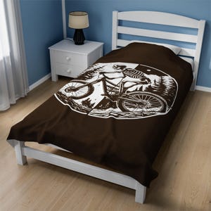 Skeleton Mountain Biker Blanket - Great Gift For Mountain Bikers - Adventure Trails Nature Inspired Design