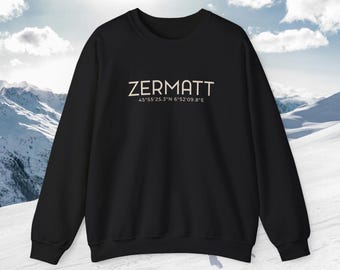 Zermatt Coordinates Sweatshirt - Ski, Hike, Climb & Travel Gift for Outdoor Lovers
