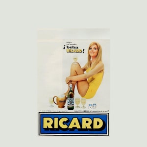 Placa metálica vintage publicitaria Ricard, decoración de pared 20x30 cm.