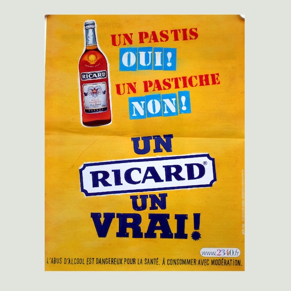 Plaque Décorative Ancienne Ricard En Métal étain 30x20cm - Décoration Murale Rétro