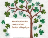 Irish Quilt Label K8807 machine embroidered personalized
