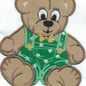 Shamrock Teddy Bear  applique iron on patch machine embroidered ready to ship