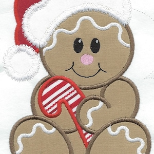 Gingerbread Santa Applique iron on patch machine embroidered
