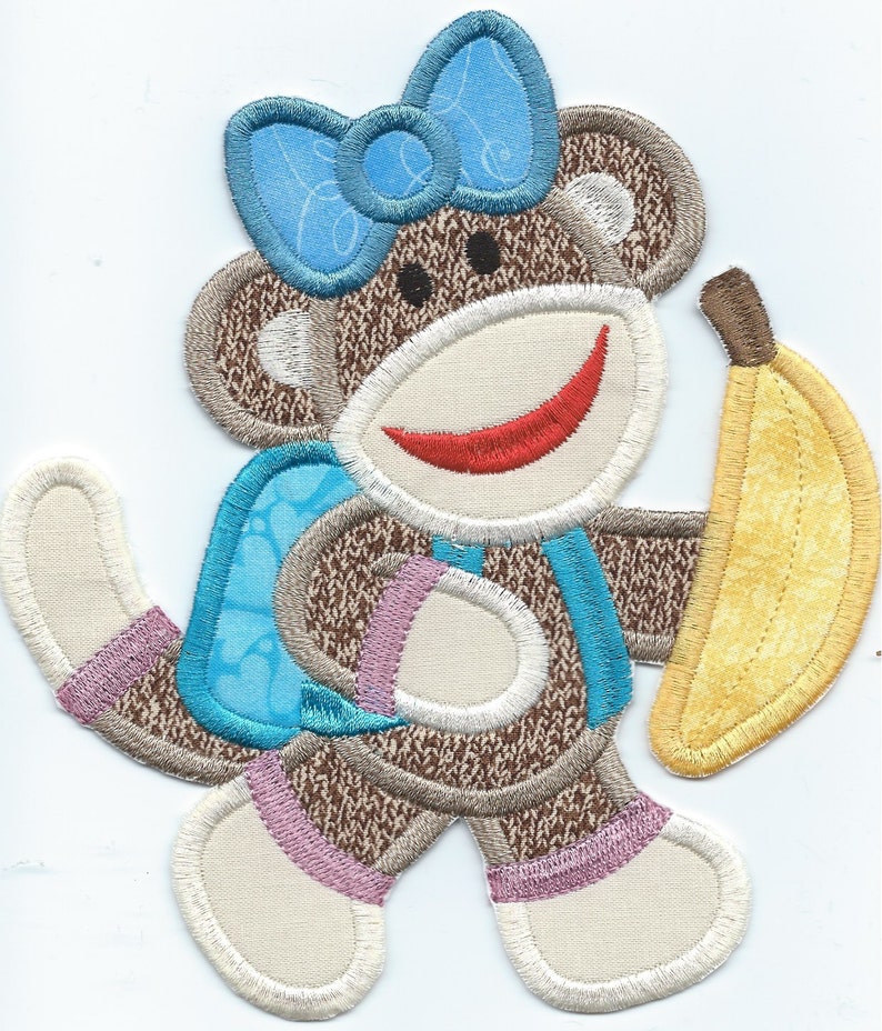 Back to School Girl Sock Monkey 7x7.5 inch Patch extra large Etsy