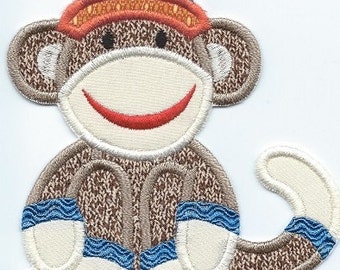 Sock Monkey Sitting Patch Iron-on newest design 5x6 inch-481-1